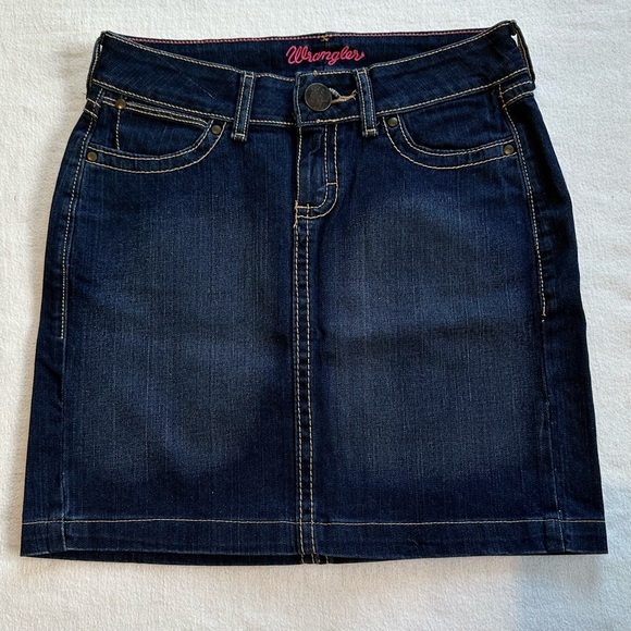 WRANGLER DENIM DARK-WASH MINISKIRT. WESTERN RODEO BOHO FESTIVAL #09MWKDK. Sz11 - Picture 2 of 8